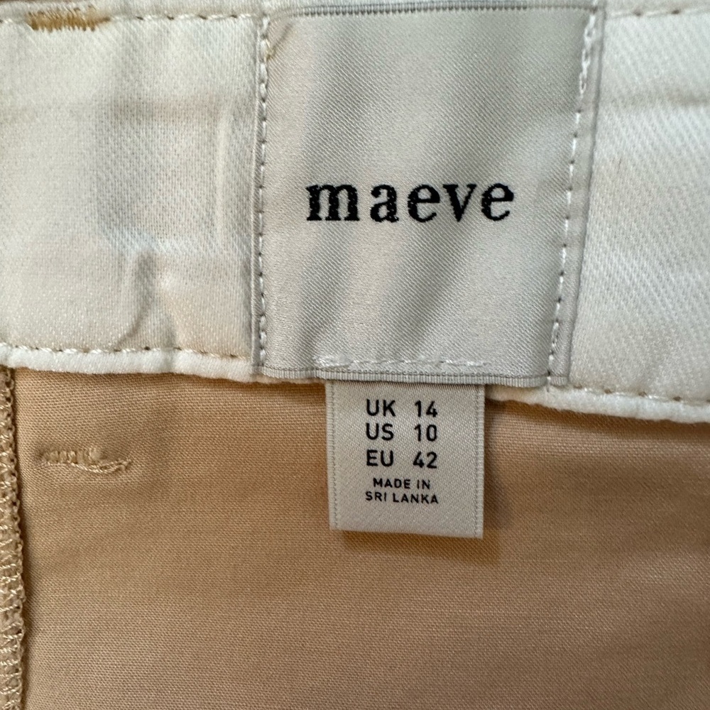 Maeve Tan Wide Leg Pants High-Waisted Design - Picture 3 of 4